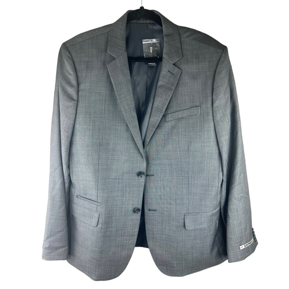 EXPRESS NWT Men`s Gray Fitted Wool Blend Photographer Suit Jacket 42 regular